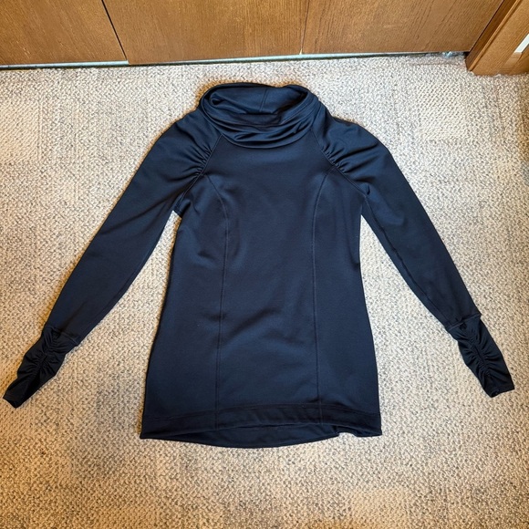 Calia Black Funnel Cowel Neck Long Sleeve Thumb Hole Athleisure Pilates Small - Picture 2 of 10